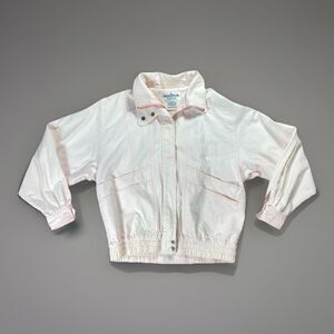 Vintage 80s Nordstrom Brass Plum Zip Up Light Pink Lightweight Jacket Women’s M